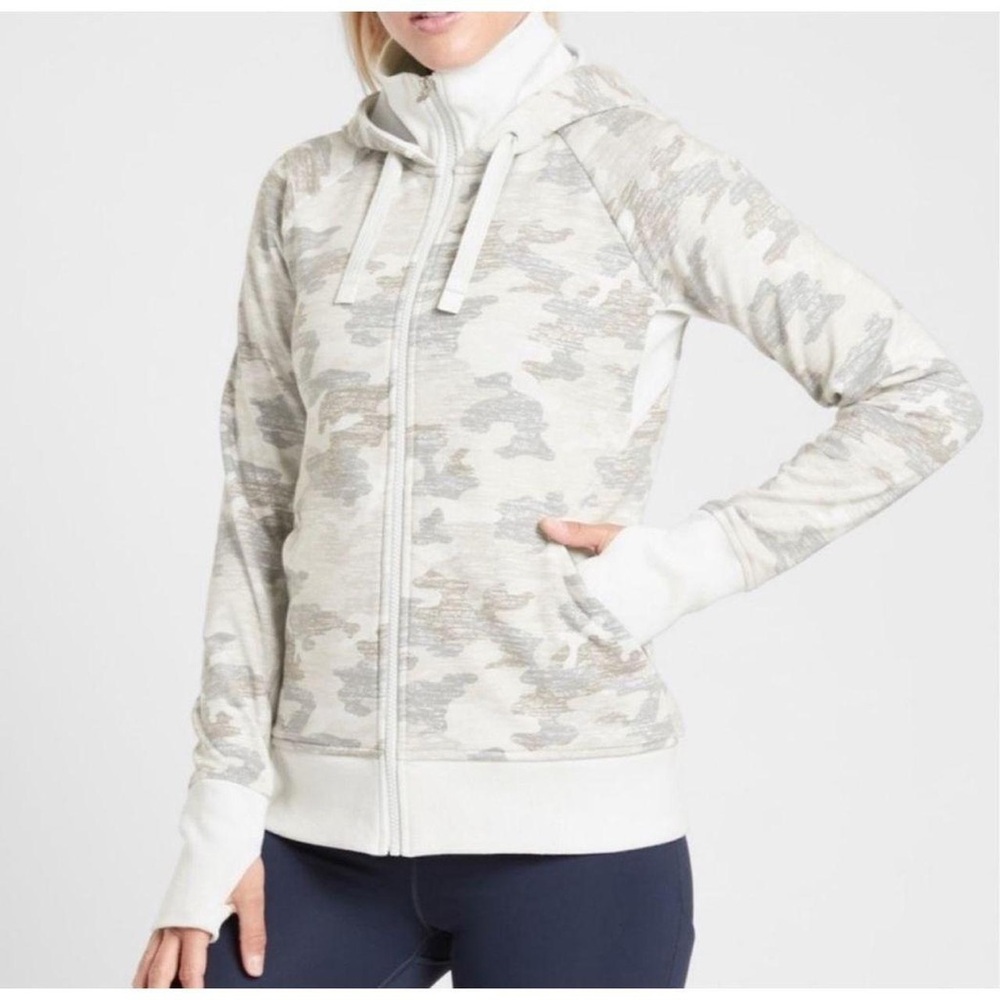 Athleta Neutral Camo Zip-Up Hoodie Jacket